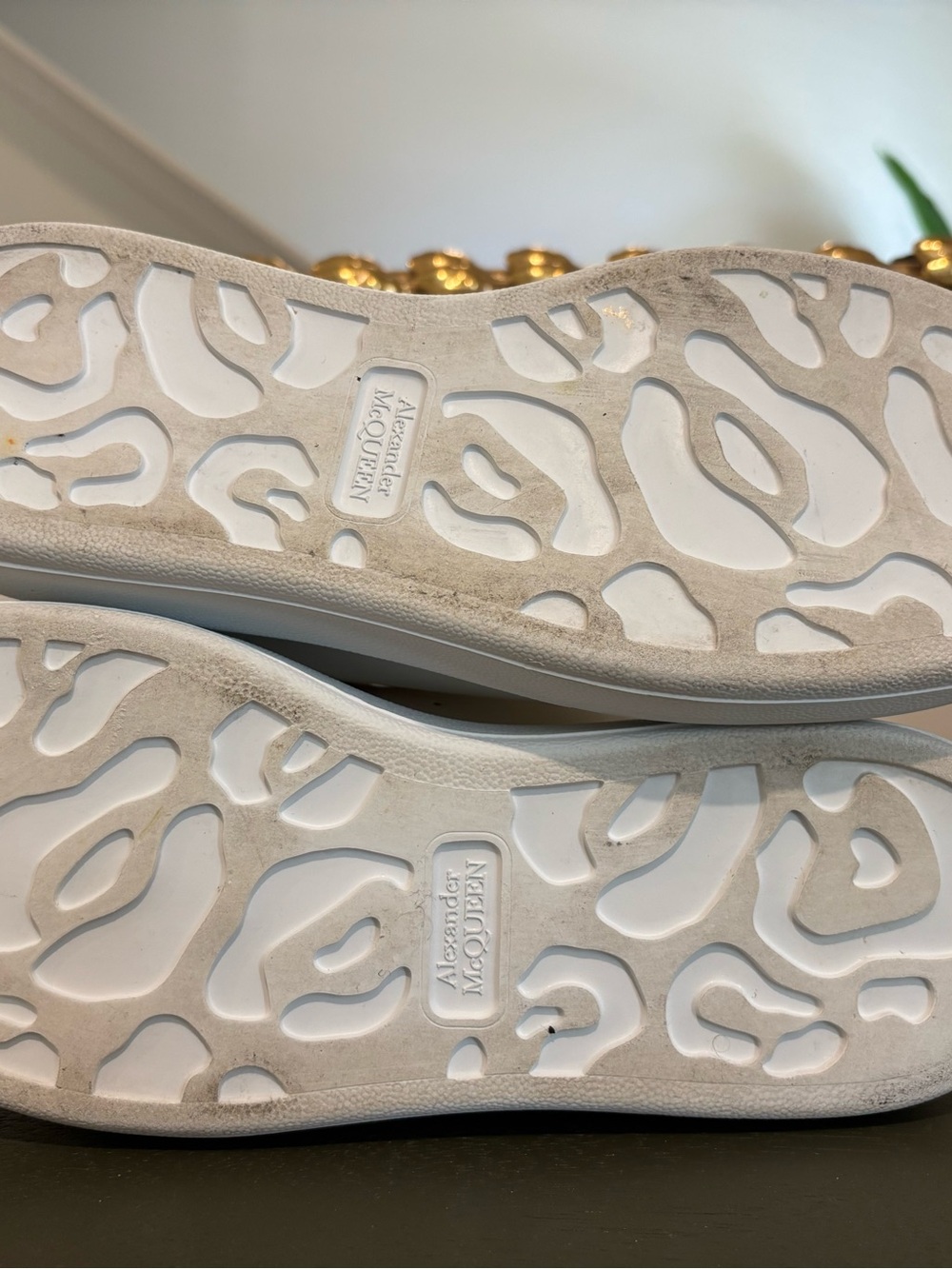 Alexander McQueen Cream-White Chunky Leather Sneakers - Picture 9 of 9